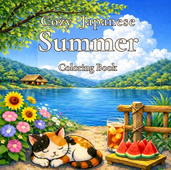 Cozy Japanese Summer Coloring Book cover