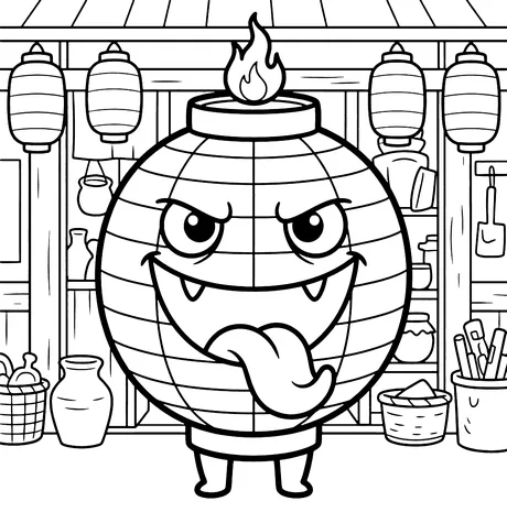 Chochin obake paper lantern ghost coloring page