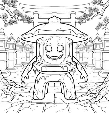 Stone lantern spirit coloring page