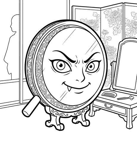 Kagami nyudo mirror spirit coloring page