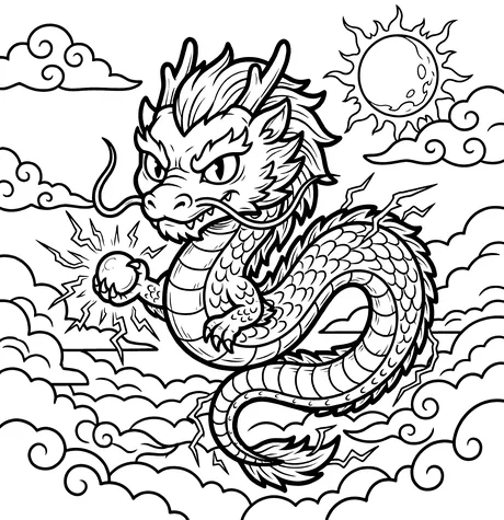 Japanese dragon coloring page