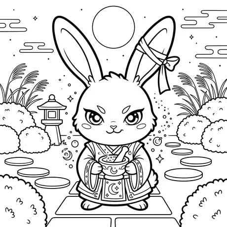 Rabbit shikigami coloring page