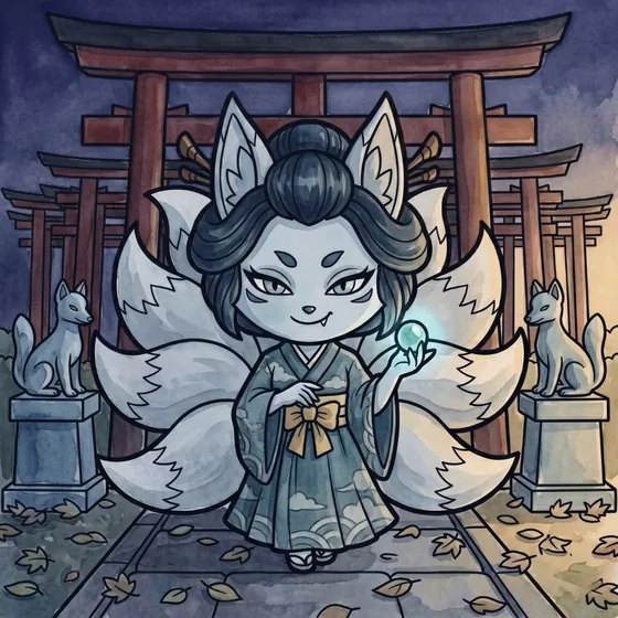 Kitsune in watercolour